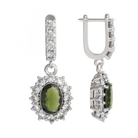 BG  náušnice 972-96 Stříbro 925 - rhodium Vltavín a  kubický zirkon