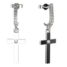 BeKid dívčí  náušnice křížek 1103 Bílé zlato - 585 Bílý kubický zirkon