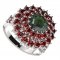 BG ring circular 457-Y - Metal: Silver 925 - rhodium, Stone: Moldavit and garnet