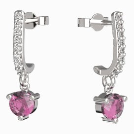 BG zlaté náušnice 783 Bílé zlato - 585 Růžový kubický zirkon