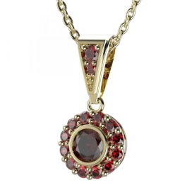 BG přívěs vsazený granát  744-1 Žluté zlato - 585 Granát