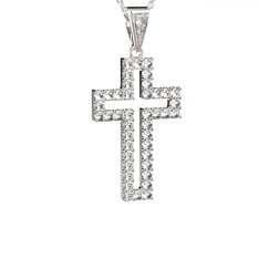 BG zlatý přívěšek křížek 238 Bílé zlato - 585 Diamant