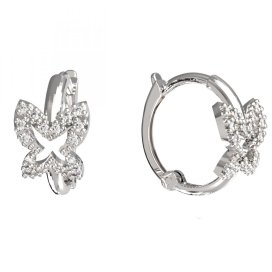 BeKid Motýlek dětské zlaté náušnice 1344 - kruhy Bílé zlato - 585 Bílý kubický zirkon