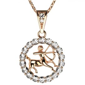 Zlatý přívěsek znamení Střelec s lab-grown diamantem, růžové zlato 585 – 044 (Zd14044L1)