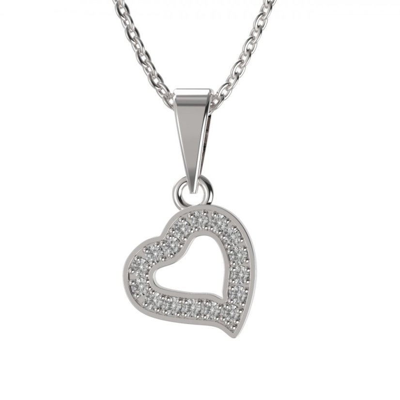 Zlatý přívěsek srdce s diamantem, bílé zlato 585 – 1576