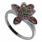 BG prsten květ 404-I - Kov: Stříbro 925 - rhodium, Kámen: Granát