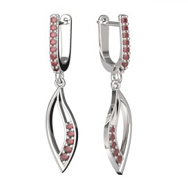 BG  granátové náušnice 462-91 Stříbro 925 - rhodium Granát
