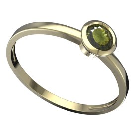 BG vltavínový prsten 555C Žluté zlato - 585 Vltavín