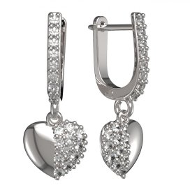 BG zlaté náušnice srdíčko 865 Bílé zlato - 585 Diamant