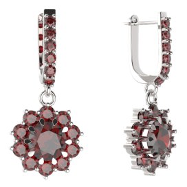 BG kulaté náušnice 011-94 Stříbro 925 - rhodium Granát