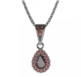 BG přívěs kapkovitého tvaru 454-1 Stříbro 925 - ruthenium (30-90dní) Granát