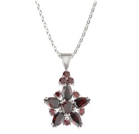 BG přívěs ve tvaru hvězdy 521-87 Stříbro 925 - rhodium Granát