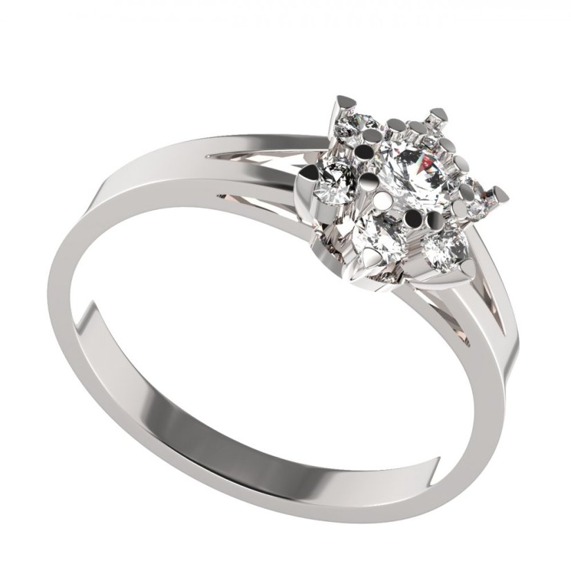 BG zlatý prstýnek 978s Bílé zlato - 585 Diamant