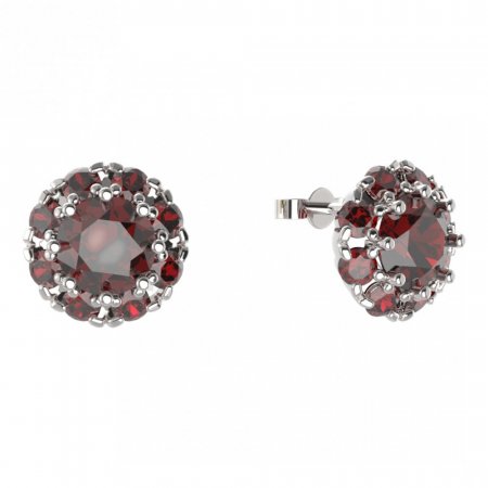 BG earring circular -  472 - Metal: Silver 925 - rhodium, Stone: Garnet