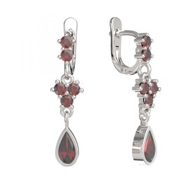 BG náušnice s přírodním granátem z Čech  253-27 Stříbro 925 - rhodium Granát