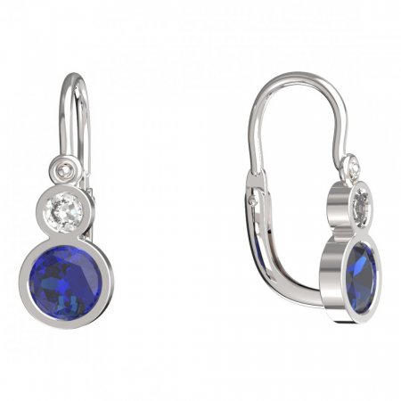 BeKid, Gold kids earrings -864 - Switching on: Brizura 0-3 roky, Metal: White gold 585, Stone: Dark blue cubic zircon
