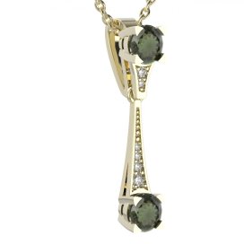 BG přívěs vsazen vltavín  985 Žluté zlato - 585 Vltavín a diamant