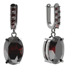 BG náušnice s centrálním oválným kamenem 684-94 Stříbro 925 - ruthenium (30-90dní) Granát