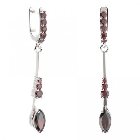 BG earring oval 483-B93 - Metal: Silver 925 - rhodium, Stone: Garnet