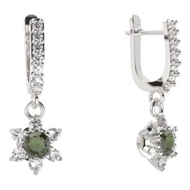 BG  náušnice 978 Stříbro 925 - rhodium Vltavín a  kubický zirkon