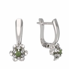 BG vltavínové náušnice 878 Bílé zlato - 585 Vltavín a diamant
