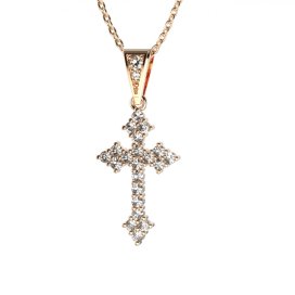 BG zlatý diamantový přívěšek křížek 255 Růžové zlato 585 (30-90dní) Diamant lab-grown