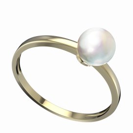 BG zlatý prstýnek s perlou 561 C Žluté zlato - 585 Bílá perla