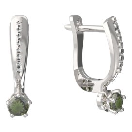 BG vltavínové náušnice 873 Bílé zlato - 585 Vltavín a diamant