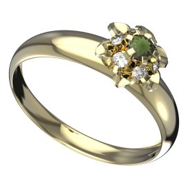 BG vltavínový prsten 878T Žluté zlato - 585 Vltavín a diamant