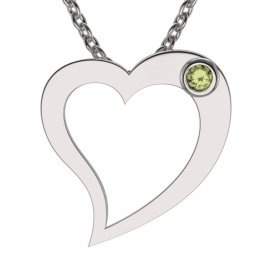 BG zlatý přívěšek srdíčko 1569 Bílé zlato - 585 Zelený kubický zirkon