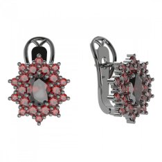 BG  náušnice 249-R7 oválné Stříbro 925 - ruthenium (30-90dní) Granát