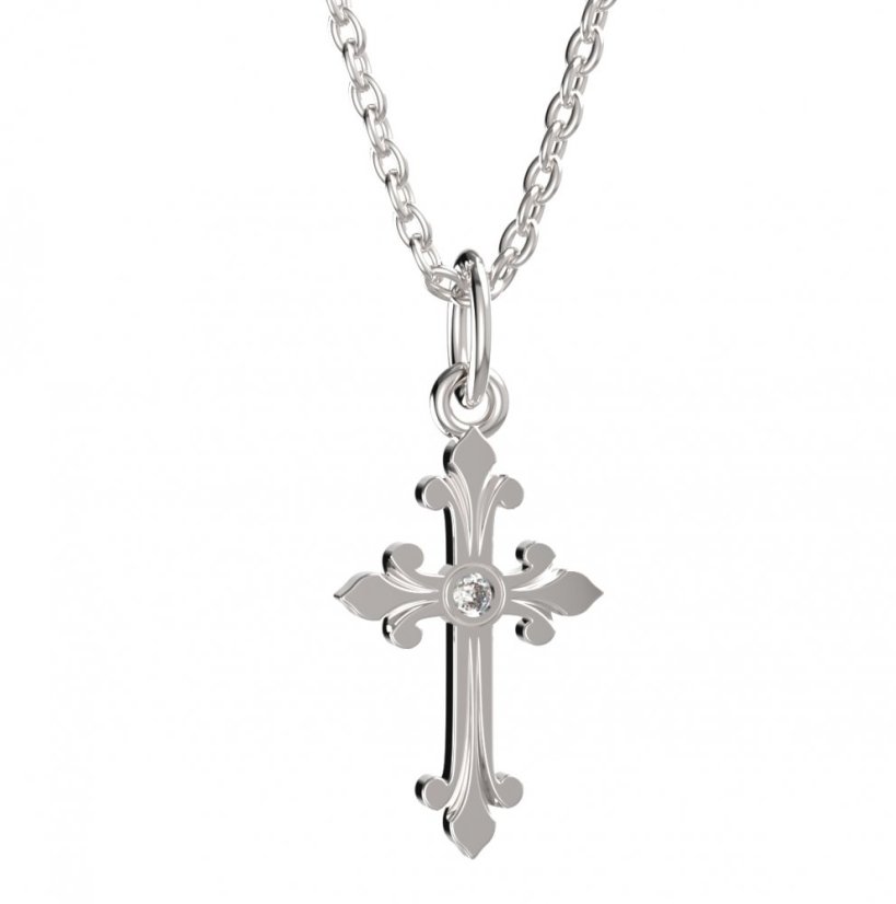 BeKid dětský přívěšek křížek 1109 Bílé zlato - 585 Diamant
