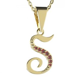 BG přívěs osázené kameny:granát 1227 Žluté zlato - 585 Granát