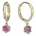 BeKid, Gold kids earrings -1295 - Switching on: Circles 15 mm, Metal: Yellow gold 585, Stone: Pink cubic zircon