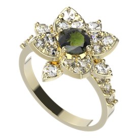BG prsten 735-Z oválného tvaru Stříbro 925 - pozlacené Vltavín a  kubický zirkon
