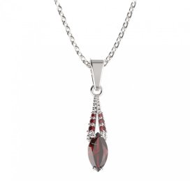 BG přívěs s centrálním oválným kamenem 483-G Stříbro 925 - rhodium Granát