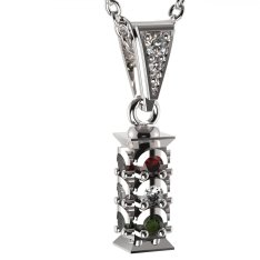 BG zlatý přívěšek - Semafor 797 Bílé zlato - 585 Diamant ,vltavín,granát