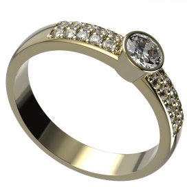 BG zlatý prstýnek s diamanty722 Žluté zlato - 585 Diamant lab-grown