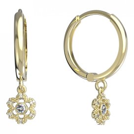 BeKid dětské náušnice šestilístek 854 Žluté zlato - 585 Diamant