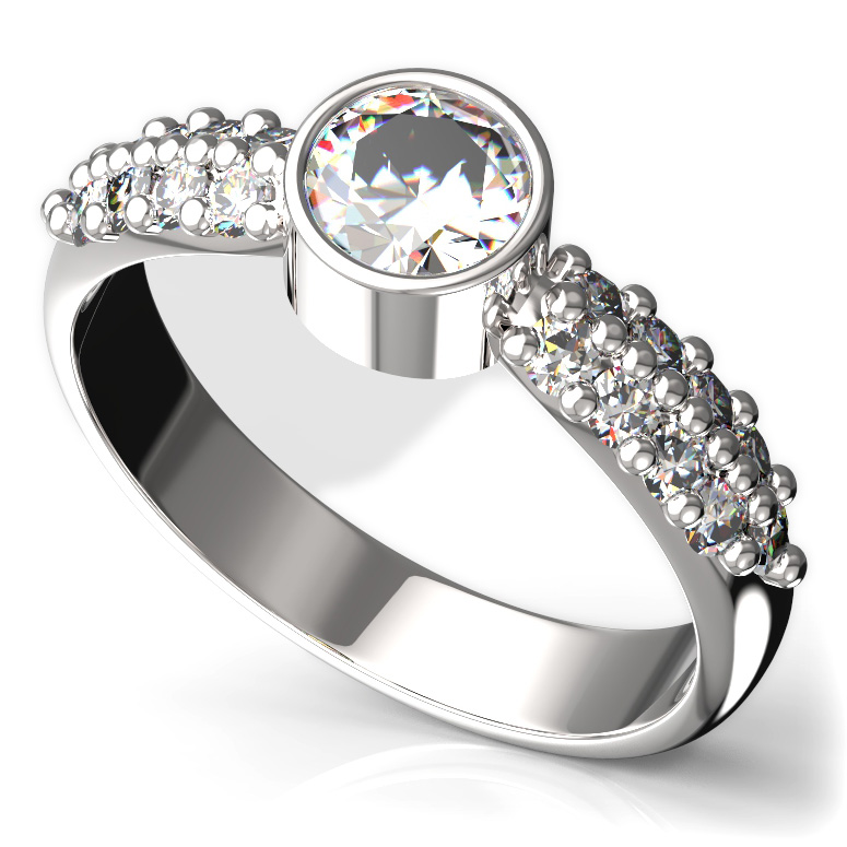 BG zlatý prstýnek 720 Bílé zlato - 585 Diamant