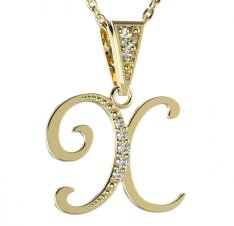 BG zlatý přívěsek písmenko X - 1232 Žluté zlato - 585 Diamant