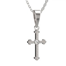 BG zlatý diamantový přívěšek křížek 1110 Bílé zlato - 585 Diamant lab-grown