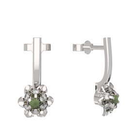 BG vltavínové náušnice 878 Bílé zlato - 585 Vltavín a diamant