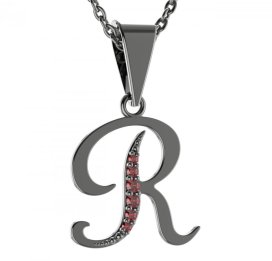 BG přívěs osázené kameny:granát 1226 Stříbro 925 - ruthenium (30-90dní) Granát