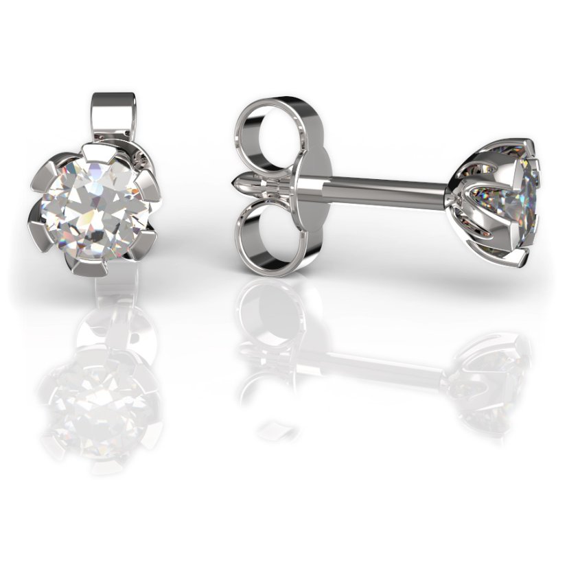 BG zlaté náušnice s diamanty 869 Bílé zlato - 585 Diamant lab-grown