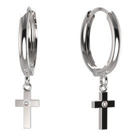 BG zlaté náušnice křížek 1105 Bílé zlato - 585 Bílý kubický zirkon