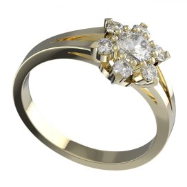BG zlatý prstýnek s diamanty 978s Žluté zlato - 585 Diamant lab-grown