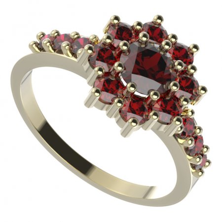 BG prsten 023-Z kulatého tvaru - Kov: Stříbro 925 - rhodium, Kámen: Granát