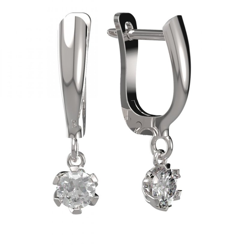 BG zlaté náušnice 870 Bílé zlato - 585 Diamant