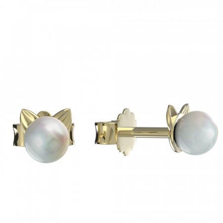 BeKid children's earrings Mouse with pearl 1399 - Einschalten: Puzeta, Metall: Weißes Gold 585, Stein: weiße Perle